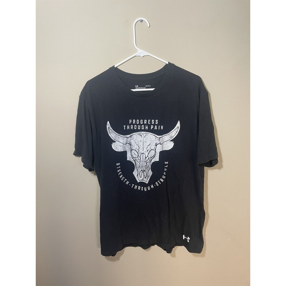 Under Armour Progress Through Pain Project Rock  Black Graphic T-Shirt Mens L